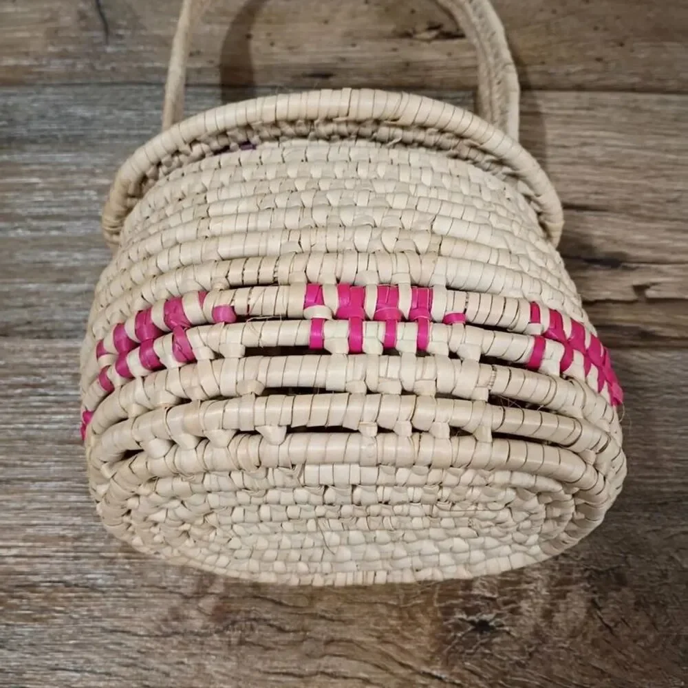 Hand Woven Basket with Handle Country Farmhouse Decor